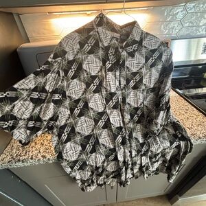 Puritan Black and White Geometric Casual Button Down Shirt